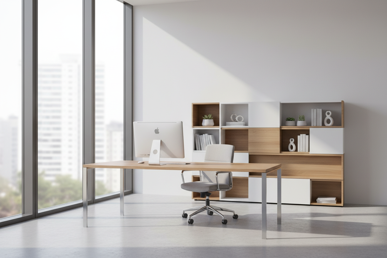 Een achtergrond met een kantoor ruimte 1:1 formaat